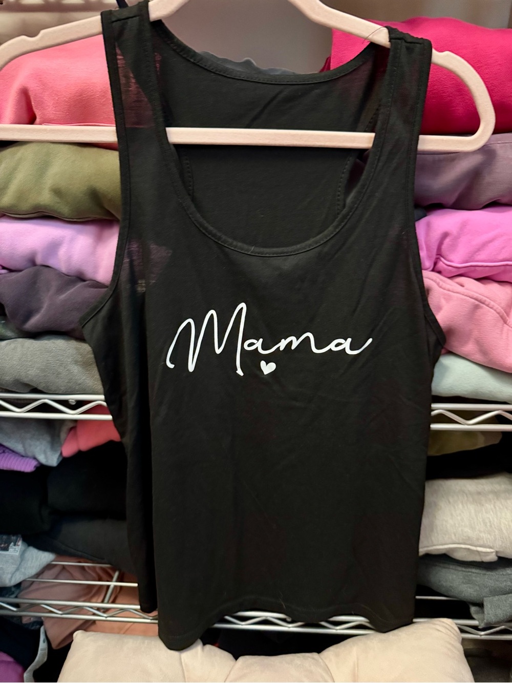 Mama Graphic Tank Top - Black Racer Back Large